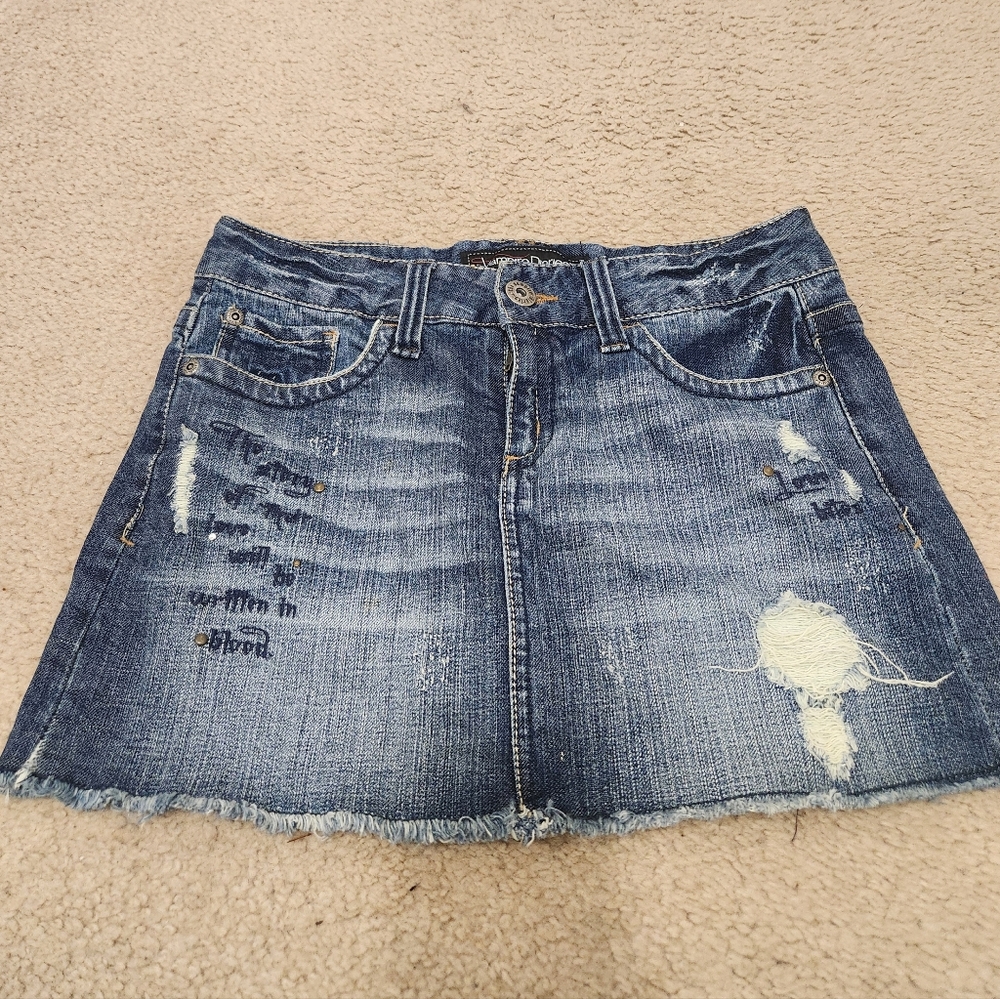 Vampire Diaries Denim Distressed Mini Skirt